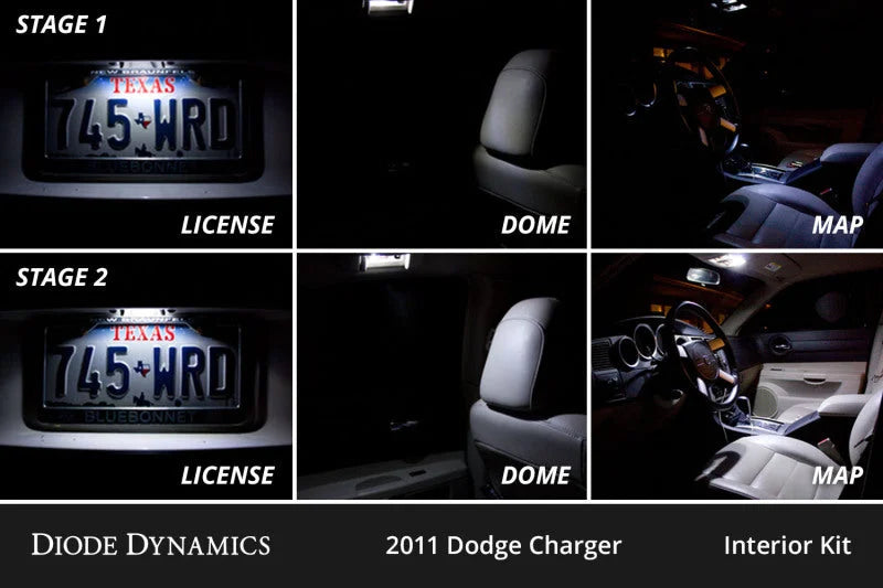 Diode Dynamics 11-23 Dodge Charger Interior LED Kit Cool White Stage 2 - Side View