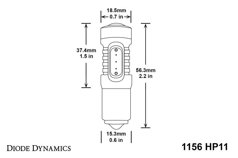 Diode Dynamics 1156 LED Bulb HP11 LED - Amber (Single) - Side View