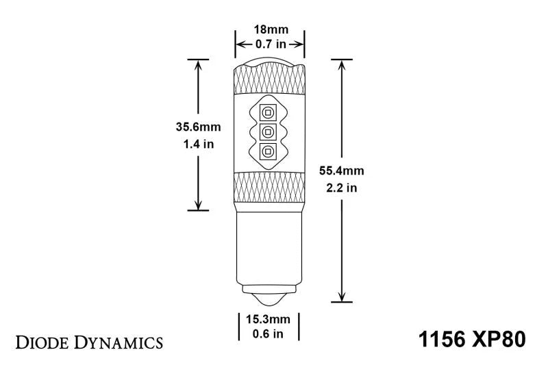 Diode Dynamics 1156 XP80 LED - Amber (Single) - Side View