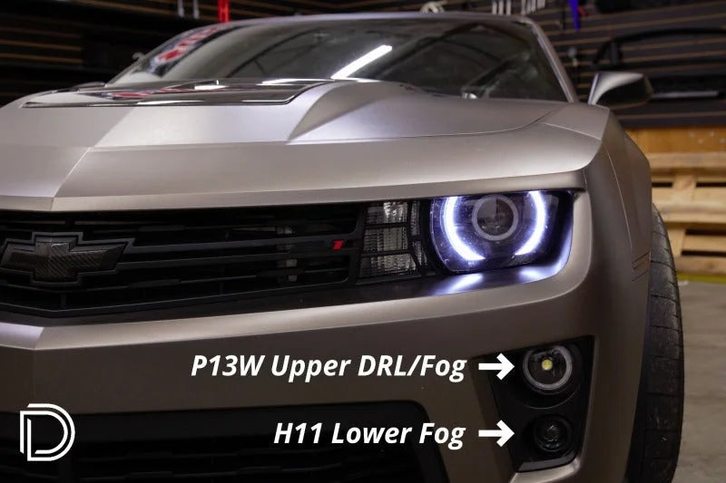 Diode Dynamics 12-15 Chevrolet Camaro DRL Fog Kit ZL1 Stage 2 (P13W HP48/H11 SLF White) - Side View