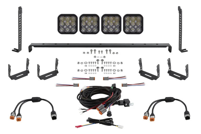 Diode Dynamics 14-23 Toyota 4Runner SS5 Stealth Grille LED 4-Pod Kit - Pro White Driving - Main Product View