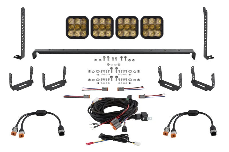 Diode Dynamics 14-23 Toyota 4Runner SS5 Stealth Grille LED 4-Pod Kit - Yellow Pro Combo - Main Product View