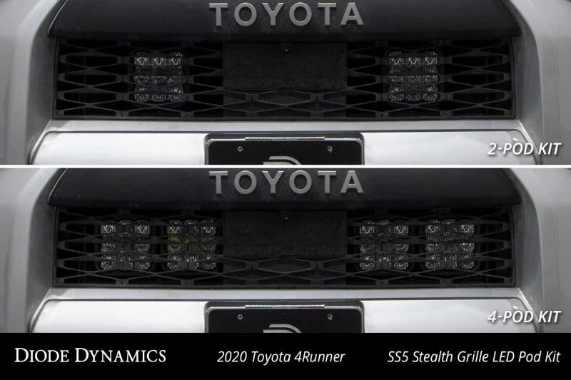 Diode Dynamics 14-23 Toyota 4Runner SS5 Stealth Grille LED 4-Pod Kit - Yellow Pro Driving - Additional View 6