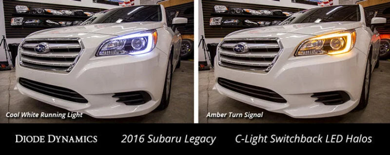 Diode Dynamics 15-17 Subaru Legacy/Outback C-Light Switchback LED Halos - Installation View