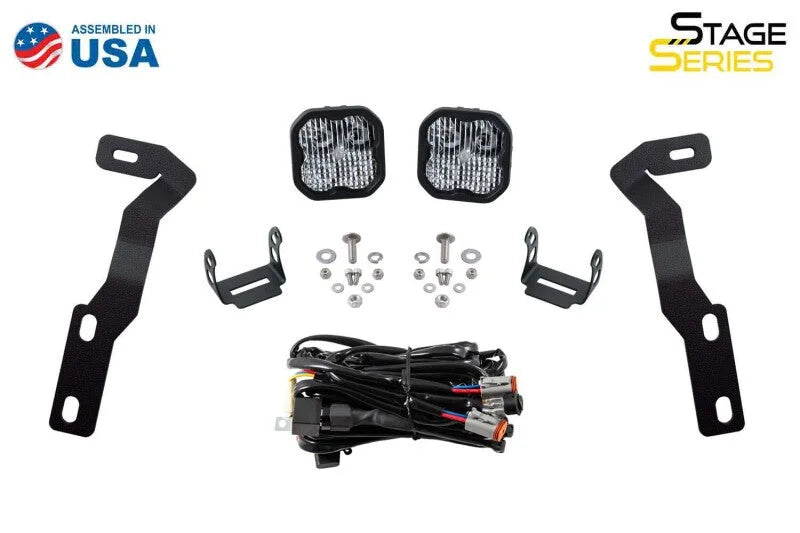 Diode Dynamics 16-21 Toyota Tacoma Stage Series 2in LED Ditch Light Kit - Sport Yellow Combo - Installation View