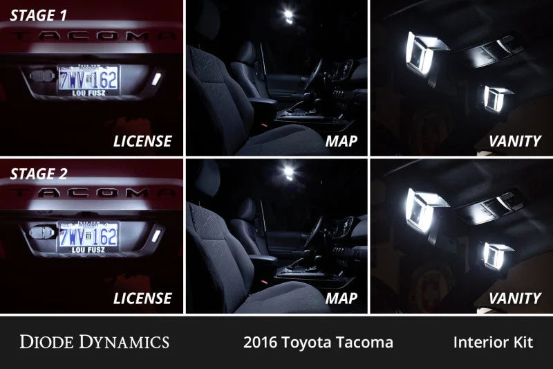 Diode Dynamics 16-23 Toyota Tacoma Interior LED Kit Cool White Stage 2 - Back View