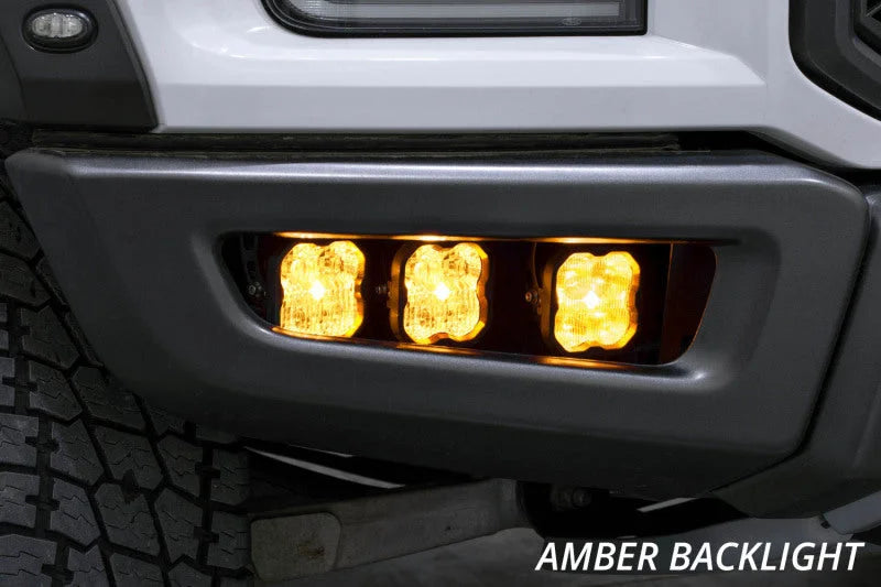 Diode Dynamics 17-20 Ford Raptor SS3 LED Fog Light Kit - Yellow Max - Side View