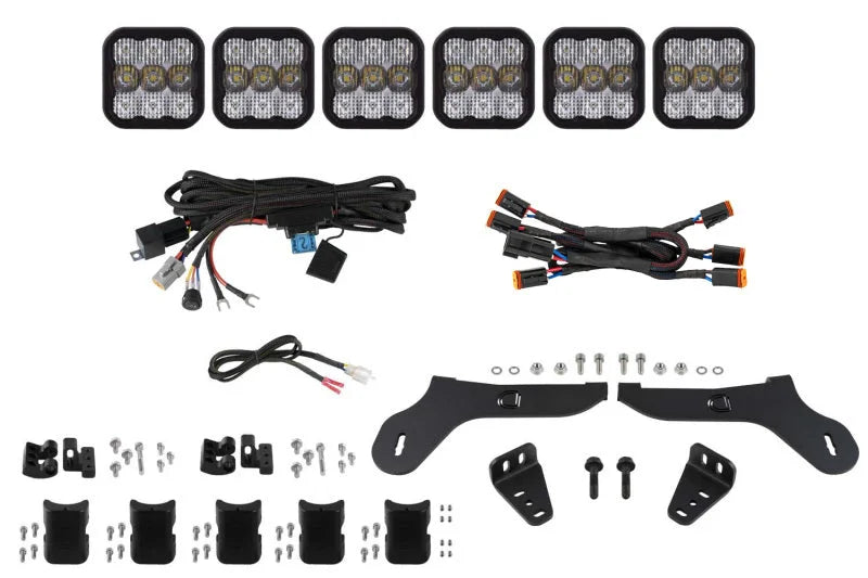 Diode Dynamics 17-20 Ford Raptor SS5 Grille CrossLink Lightbar Kit - Pro White Combo - Main Product View