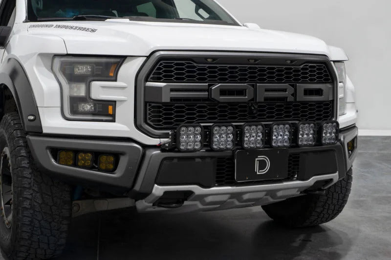 Diode Dynamics 17-20 Ford Raptor SS5 Grille CrossLink Lightbar Kit - Pro White Combo - Back View