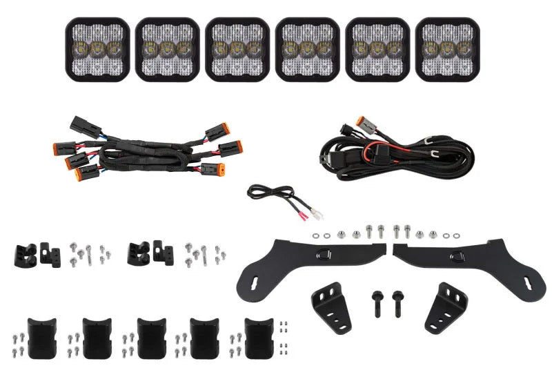 Diode Dynamics 17-20 Ford Raptor SS5 Grille CrossLink Lightbar Kit Sport - White Combo - Main Product View