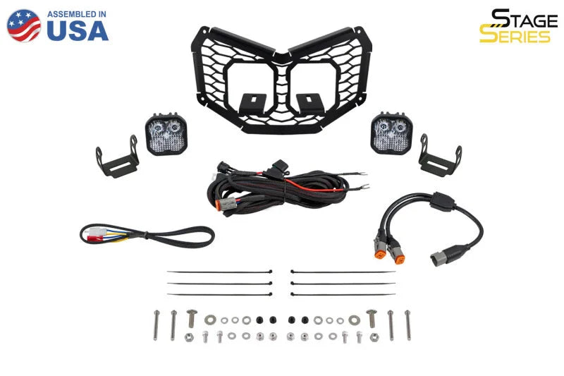 Diode Dynamics 17-24 Can-Am Maverick X3 Stage Series LED Grille Kit - Pro Yellow Fog - Additional View 5