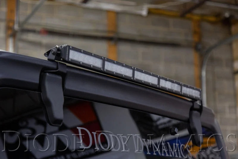 Diode Dynamics 18-21 Jeep JL Wrangler SS30 Rear Hardtop Bracket Kit - White Flood - Installation View