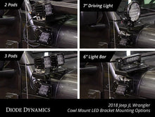 Load image into Gallery viewer, Diode Dynamics 18-21 Jeep JL Wrangler/Gladiator SS3 Cowl LED Bracket Kit - White Sport - Additional View 6