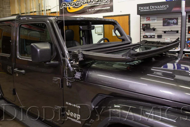 Diode Dynamics 18-21 Jeep JL Wrangler/Gladiator SS3 Cowl LED Bracket Kit - Yellow Sport - Additional View 10