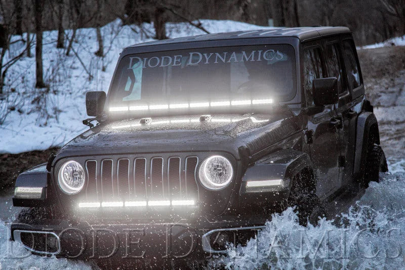 Diode Dynamics 18-21 Jeep JL Wrangler/Gladiator SS30 Bumper Bracket Kit - White Combo Dual - Back View