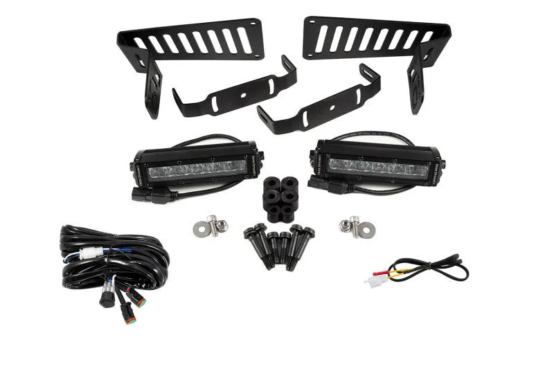 Diode Dynamics 18-21 Jeep JL Wrangler/Gladiator SS6 Cowl LED Bracket Kit - White Driving - Main Product View