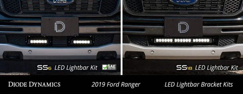 Diode Dynamics 19-21 Ford Ranger SS18 LED Lightbar Kit - White Combo - Installation View