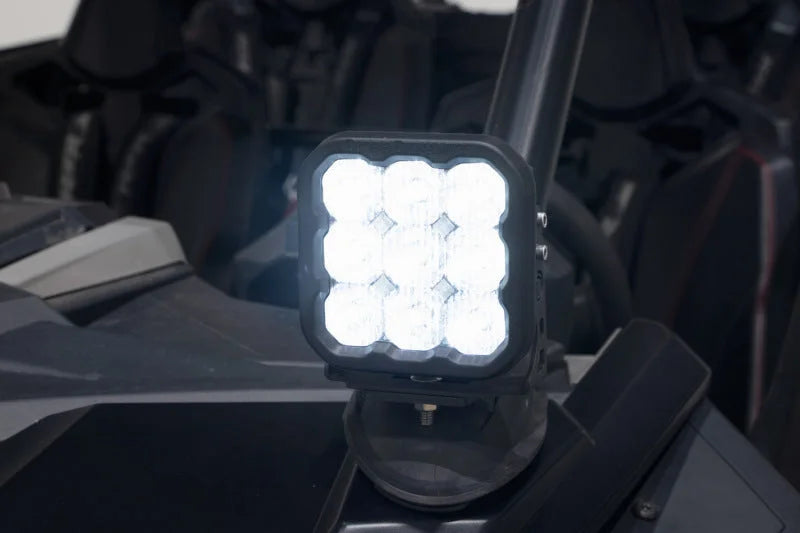 Diode Dynamics 20-Present Polaris RZR A-Pillar LED Pod Kit SS5 Sport - White Combo - Installation View