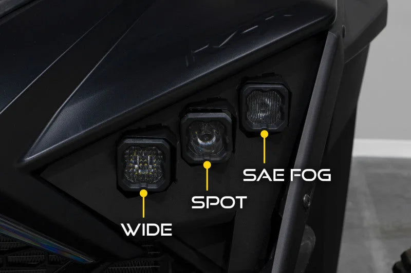 Diode Dynamics 20-Present Polaris RZR Headlight Wiring Harnesses and Brackets Only (Pair) - Installation View