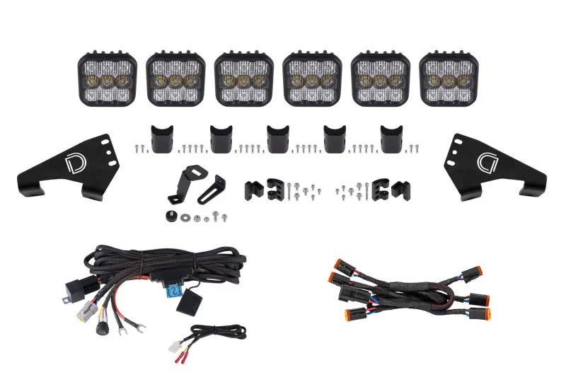 Diode Dynamics 20-Present Polaris RZR SS5 Pro CrossLink Roof - White Combo Lightbar Kit - Main Product View