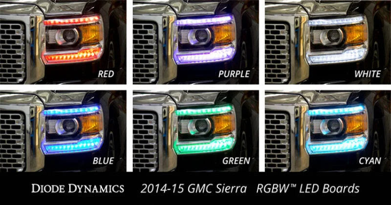 Diode Dynamics 2014-2016 GMC Sierra RGBW DRL LED Boards - Back View