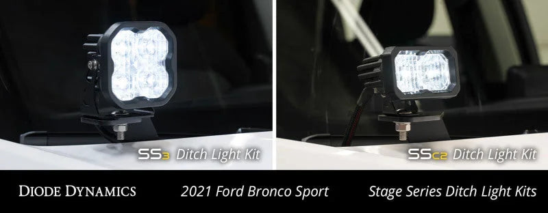 Diode Dynamics 2021 Ford Bronco Sport SS3 LED Ditch Light Kit - Pro White Combo - Additional View 7