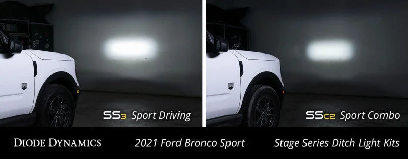 Diode Dynamics 2021 Ford Bronco Stage Series 2in LED Ditch Light Kit - Sport Yellow Pro Combo - Additional View 5