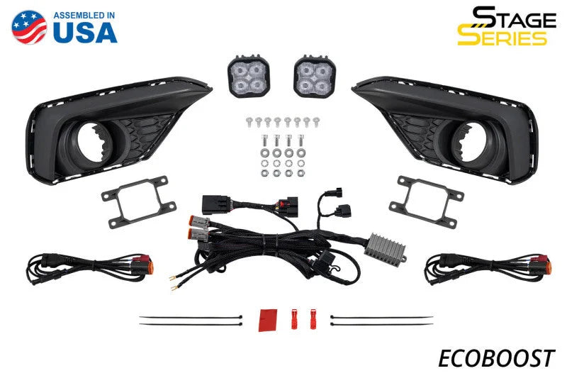 Diode Dynamics 2025 Ford Mustang EcoBoost SS3 Add-On Fog Lamp Kit White Sport - Back View