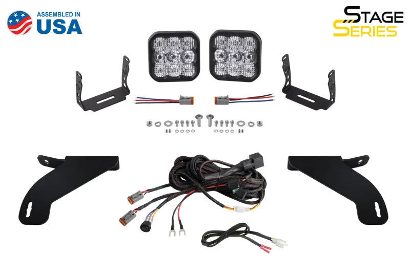 Diode Dynamics 21-22 Ford F-150 SS5 Bumper LED Pod Light Kit - Pro White Driving - Installation View