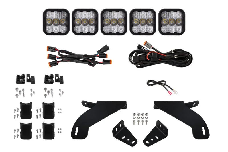 Diode Dynamics 21-22 Ford F-150 SS5 Grille CrossLink Lightbar Kit - Sport - White Combo - Main Product View