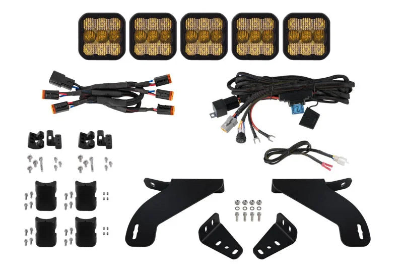 Diode Dynamics 21-22 Ford F-150 SS5 Grille CrossLink Lightbar Kit- Yellow Pro Combo - Main Product View