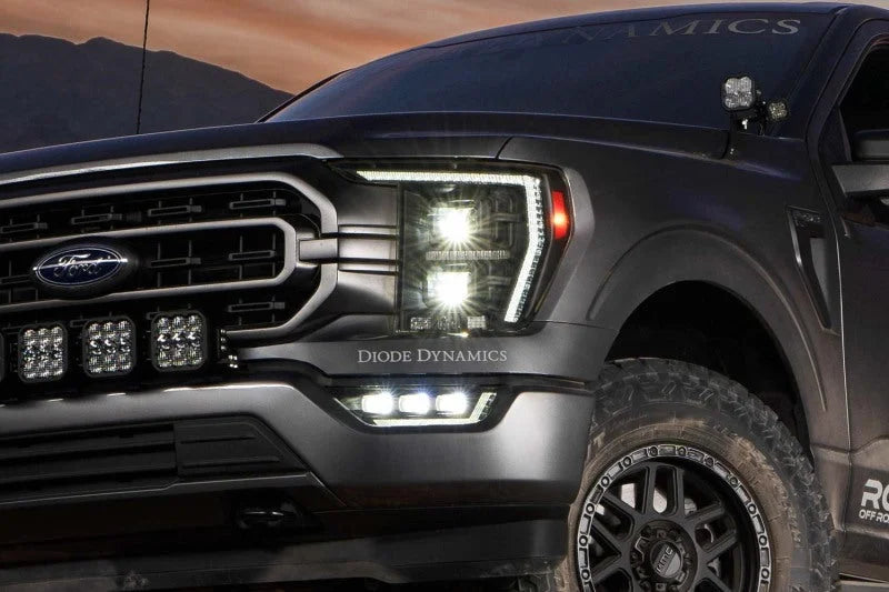 Diode Dynamics 21-23 Ford F-150 Elite Fog Lamps - Yellow - Back View