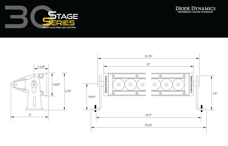 Diode Dynamics 30 In LED Light Bar Single Row Straight Clear Driving Each Stage Series - Installation View