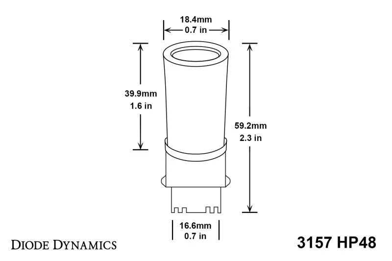 Diode Dynamics 3157 LED Bulb HP48 LED - Amber (Single) - Side View