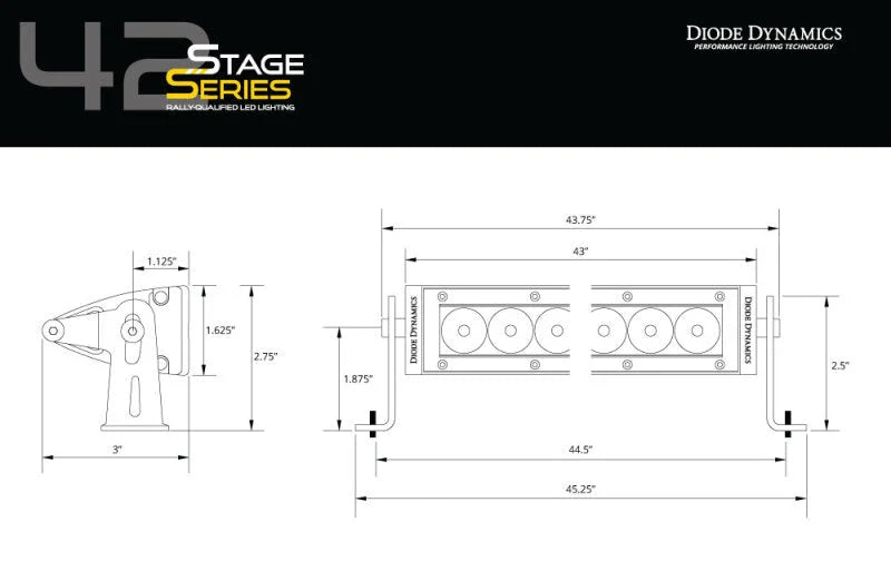 Diode Dynamics 42 In LED Light Bar Single Row Straight Clear Combo Each Stage Series - Additional View 5