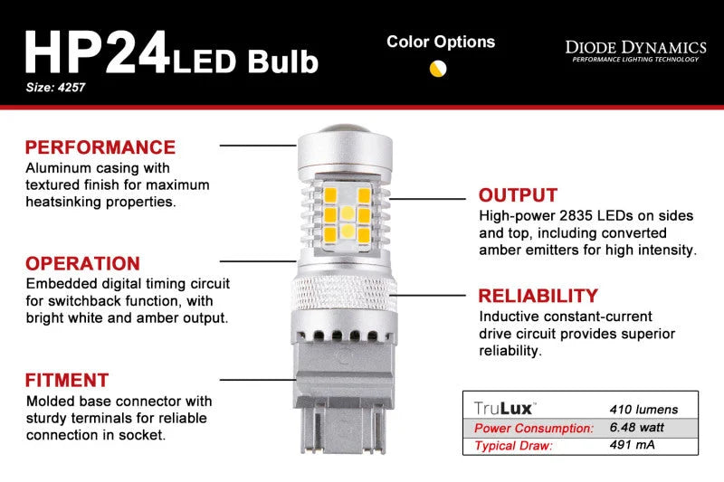Diode Dynamics 4257 HP24 LED Bulb - Cool - White Switchback (Single) - Additional View 5