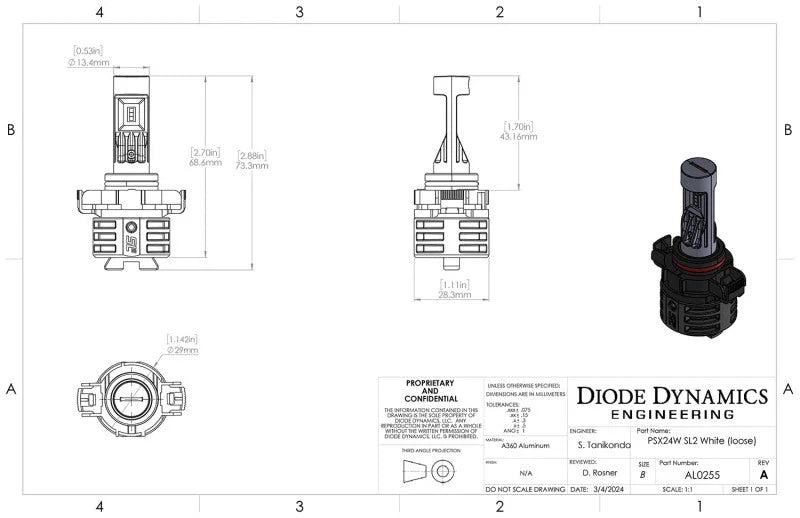 Diode Dynamics 5202/PSX24W White SL2 LED Bulb (one) - Installation View