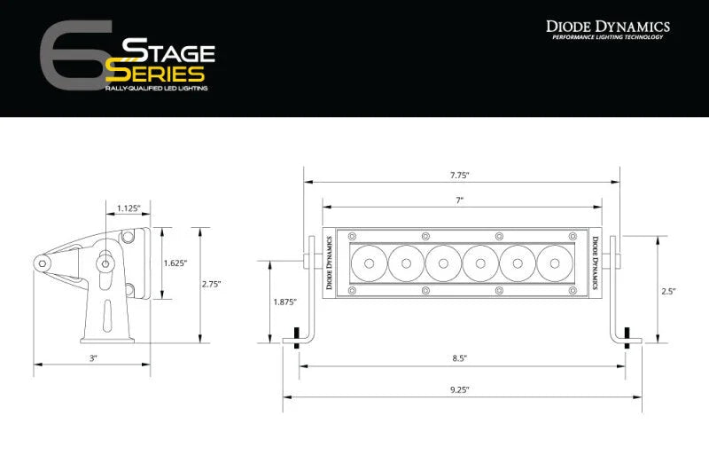 Diode Dynamics 6 In LED Light Bar Single Row Straight SS6 - White Wide Light Bar (Single) - Additional View 9