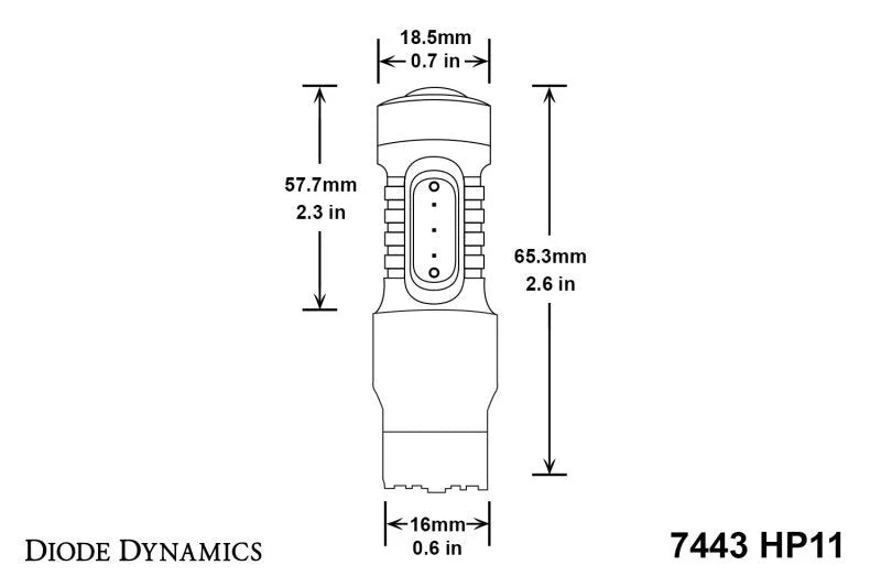 Diode Dynamics 7443 LED Bulb HP11 LED - Amber (Single) - Back View
