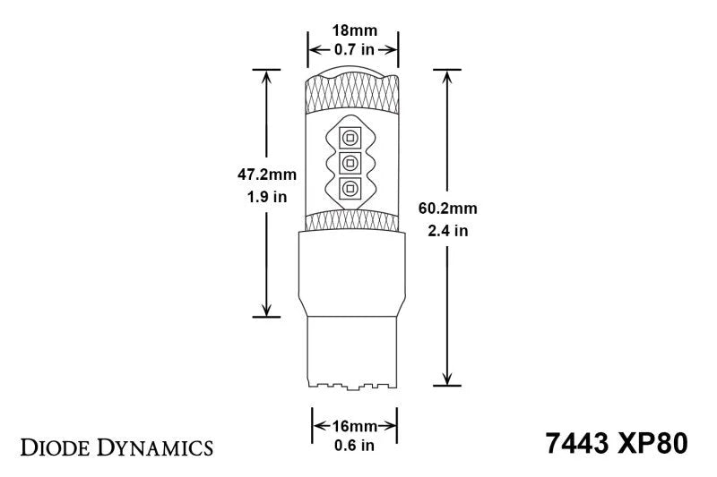 Diode Dynamics 7443 LED Bulb XP80 LED - Amber (Single) - Installation View