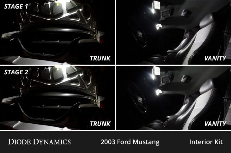 Diode Dynamics 94-04 d Mustang Interior LED Kit Cool White Stage 1 - Back View