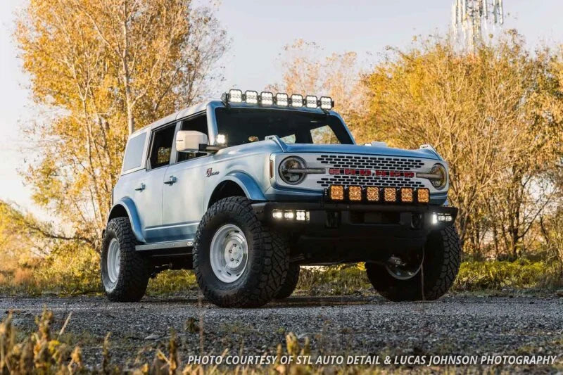 Diode Dynamics Bronco SS5 6-Pod CrossLink Grille Lightbar Kit Pro - Yellow Combo - Side View