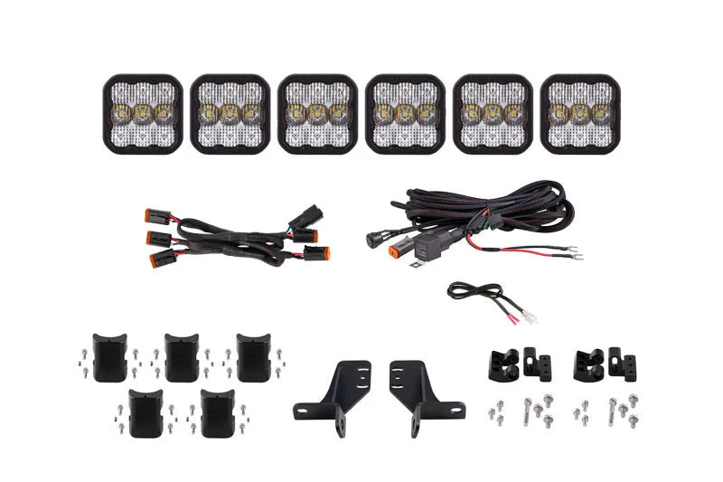 Diode Dynamics Bronco SS5 6-Pod CrossLink Grille Lightbar Kit Sport - White Combo - Main Product View
