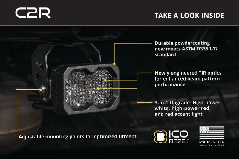 Diode Dynamics C2R White Flood Standard LED Pod (Single) - Back View