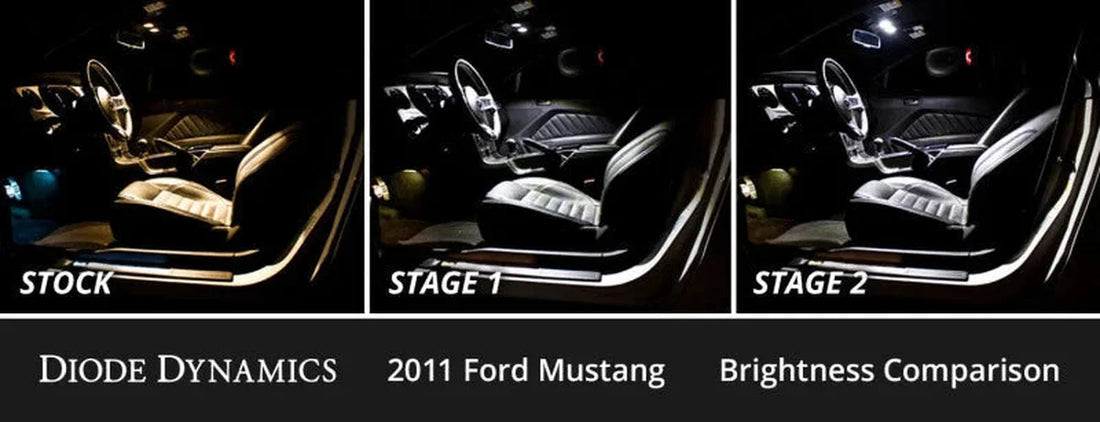Diode Dynamics 10-14 d Mustang Interior LED Kit Cool White Stage 1 - Side View