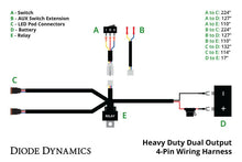 Load image into Gallery viewer, Diode Dynamics Heavy Duty Dual Output 3-way 4-pin Wiring Harness - Side View