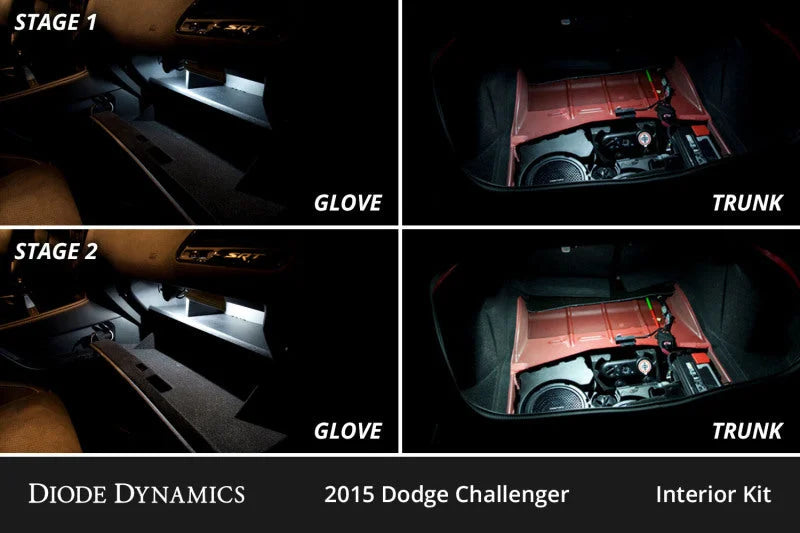 Diode Dynamics Interior LED Kit Cool White Stage 1 fits 2015-2023 Dodge Challenger - Installation View