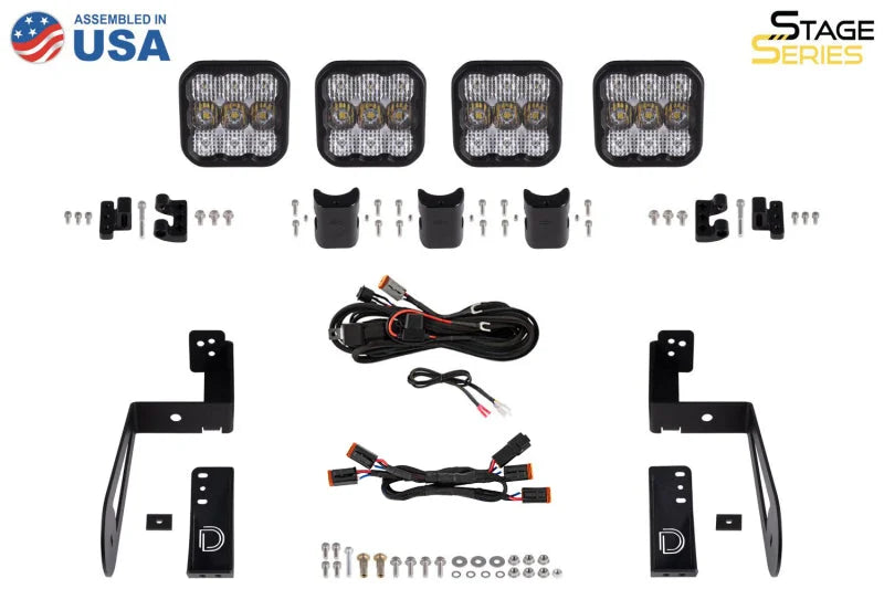 Diode Dynamics Jeep JK SS5 4-Pod CrossLink Grille Lightbar Kit Sport - White Combo - Additional View 6