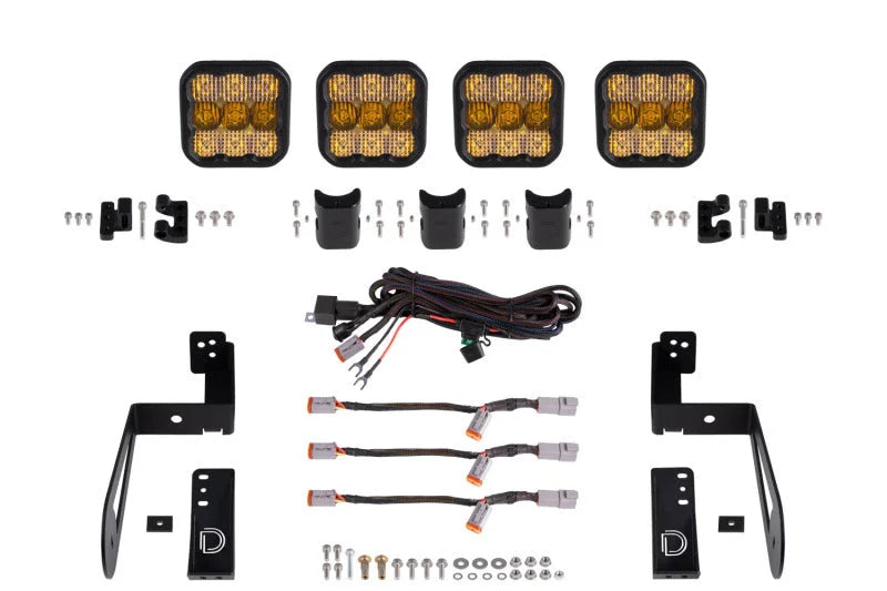 Diode Dynamics Jeep JK SS5 4-Pod CrossLink Grille Lightbar Kit Sport - Yellow Combo - Main Product View