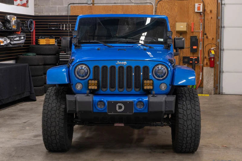 Diode Dynamics Jeep JK SS5 CrossLink Bumper Lightbar Kit Pro Driving - Installation View